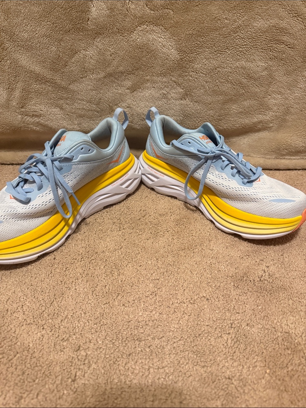 Hoka Women's Light Blue & Yellow Bondi-Style Running Shoes - Picture 3 of 5
